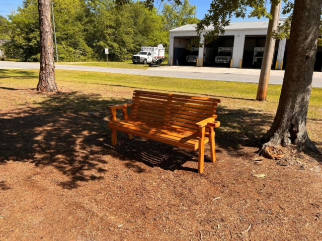 Storybook park, construction work, benches