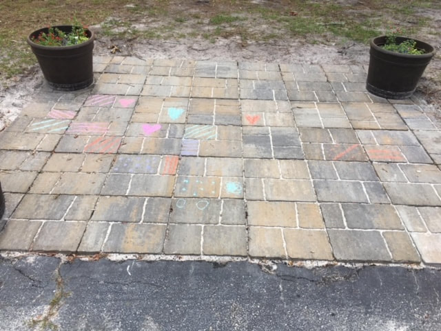 Storybook park, children's drawings with chalk