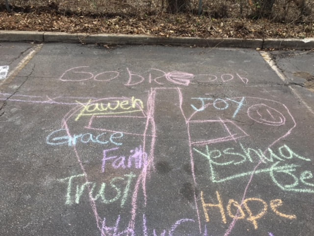 Storybook park,  children's drawings with chalk